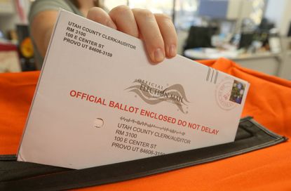 A vote-by-mail envelope in Utah.