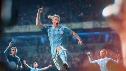 EA Sports FC 24 screen with Erling Haaland