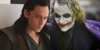 Tom Hiddleston as Loki and Heath Ledger as The Joker