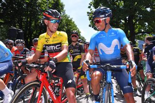 Richie Porte and Nairo Quintana at the start of stage 8 at the tour de Suisse