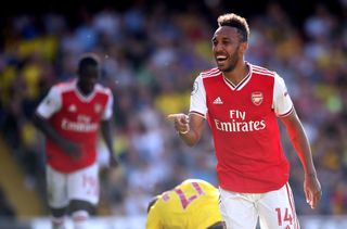 Aubameyang scored twice in the first half