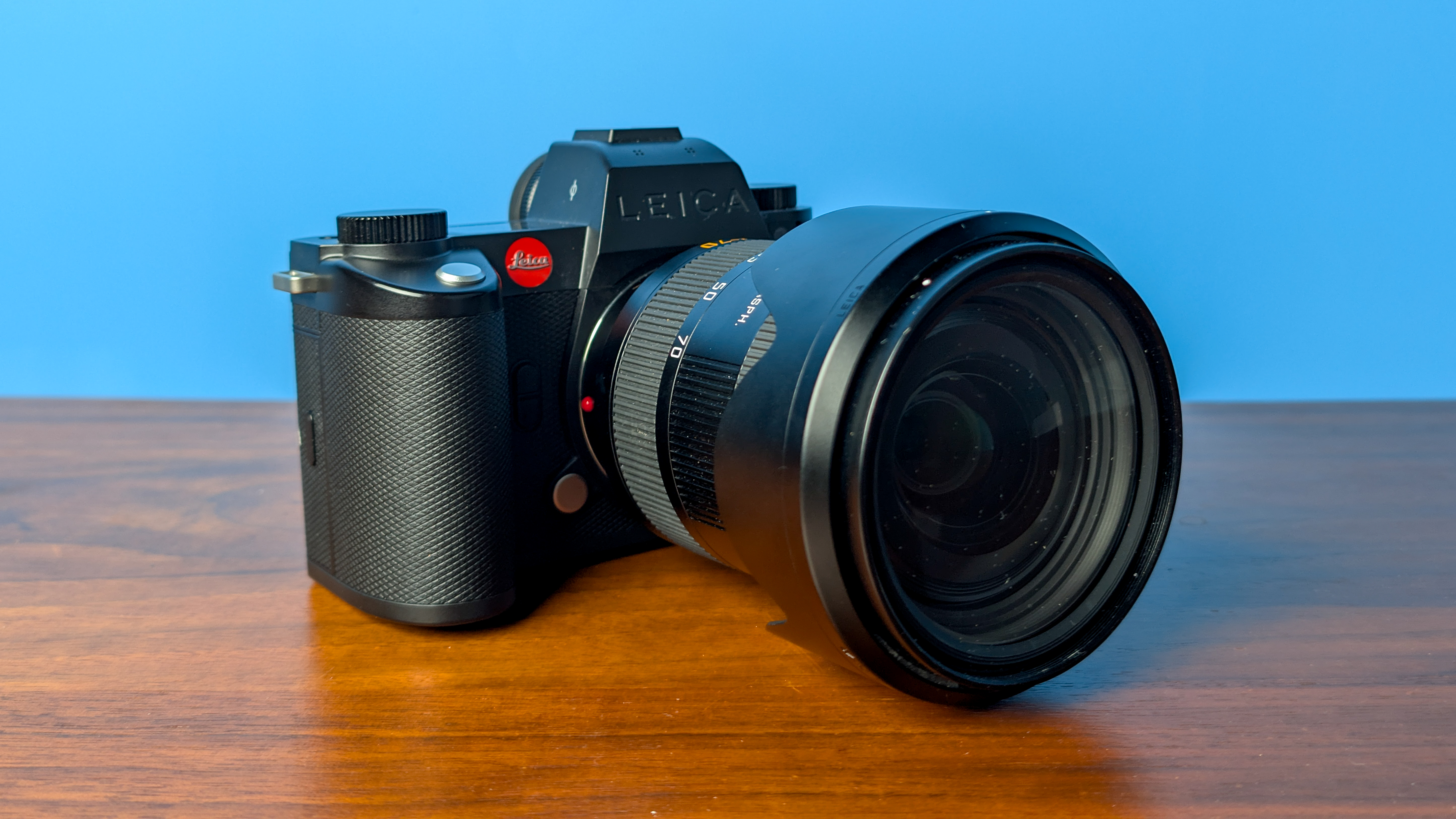 A black Leica SL3-S mirrorless camera