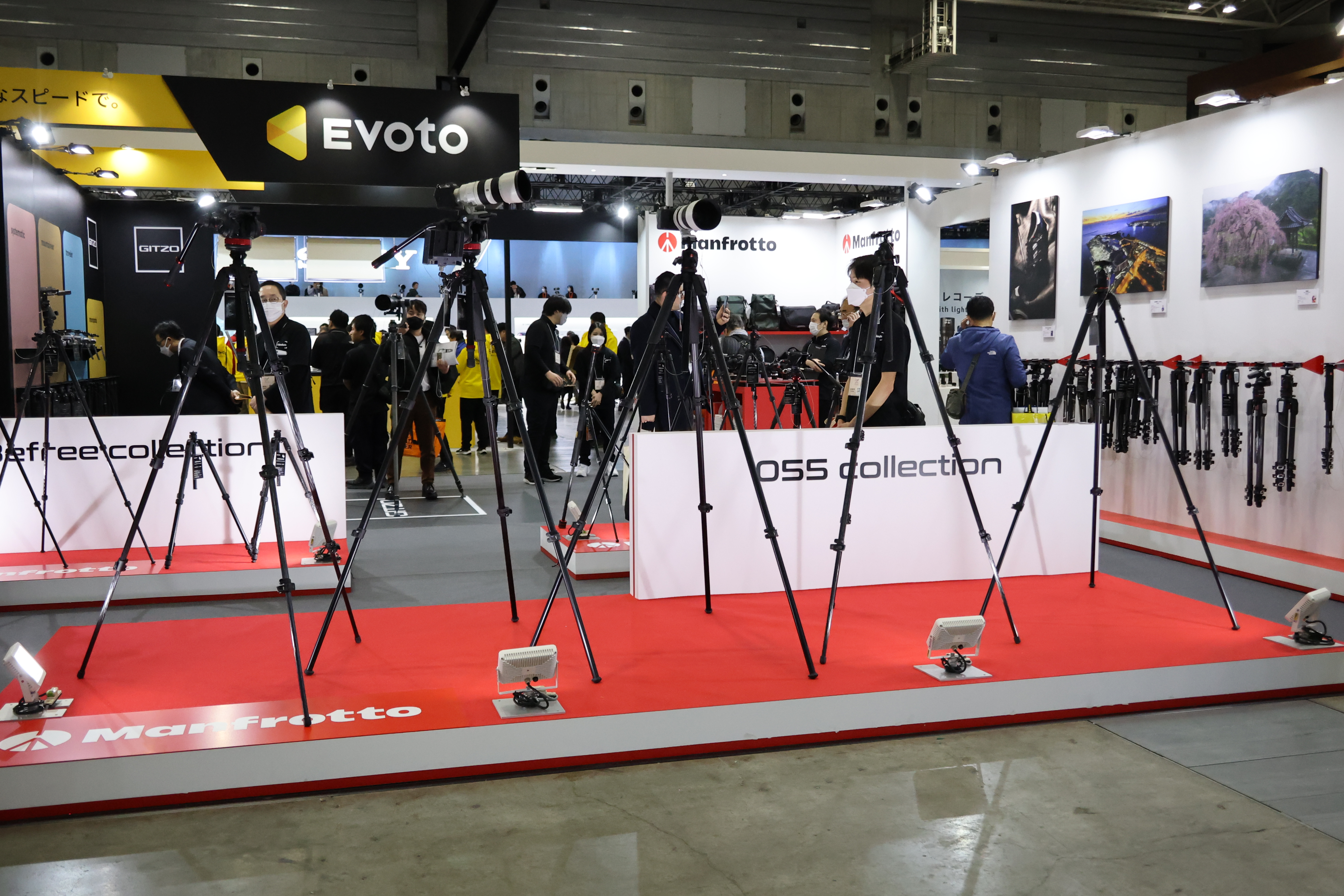 Manfrotto 'AS' 055- and 190- series tripods on display at CP+ 2025