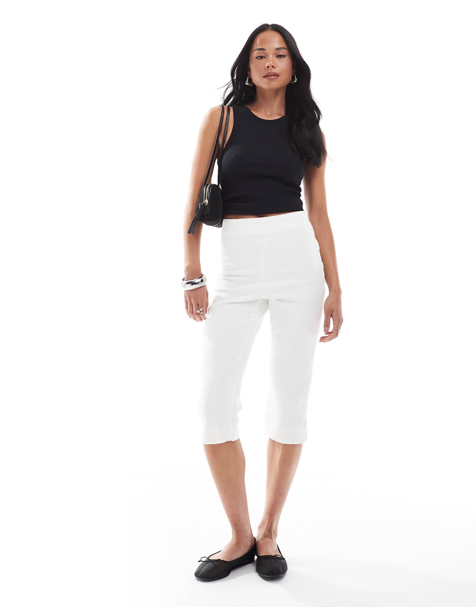 Asos Design Denim Capri Trousers in Ecru