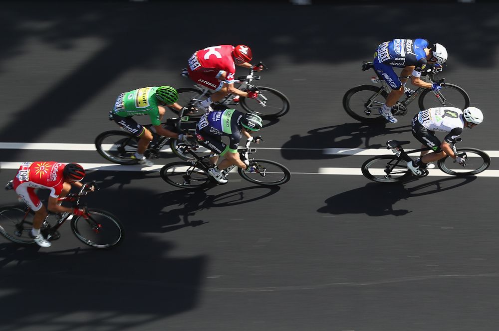 An overhead shot of the finish during stage 6 at the Tour de France