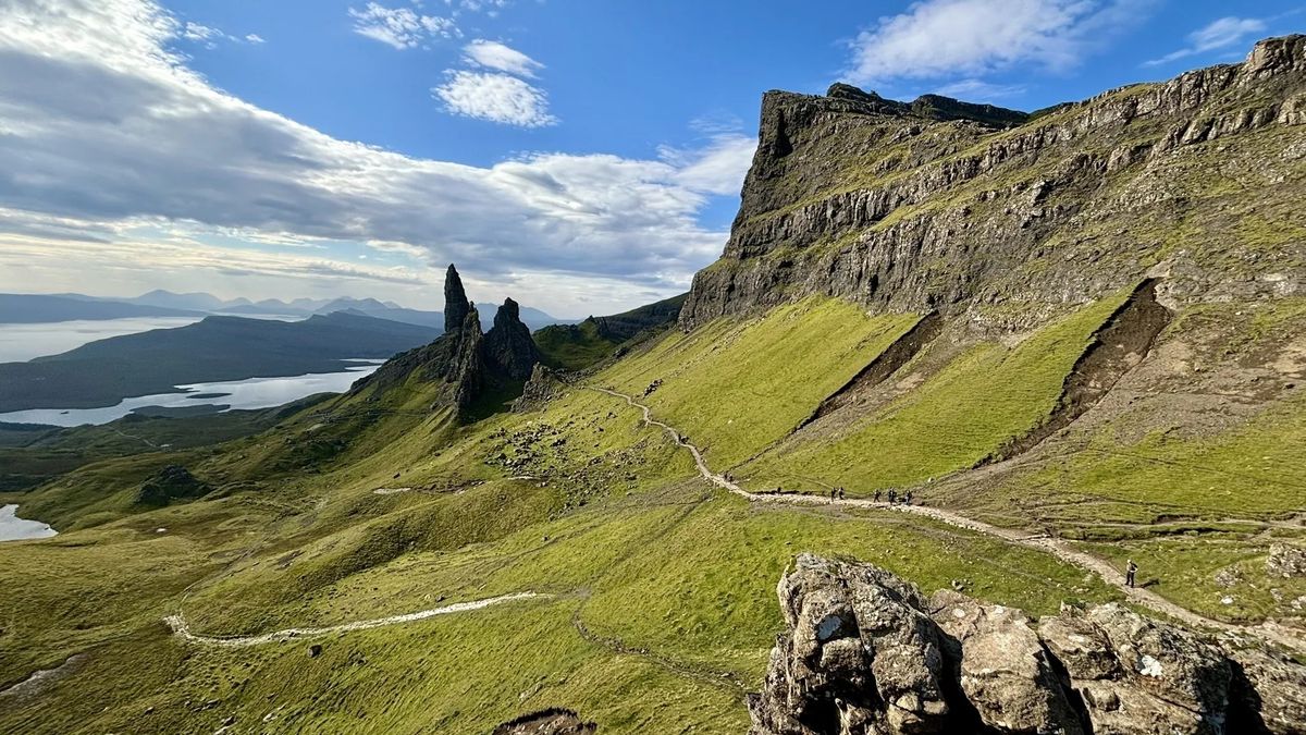 Hiking trail on Old Man of Storr, Scotland