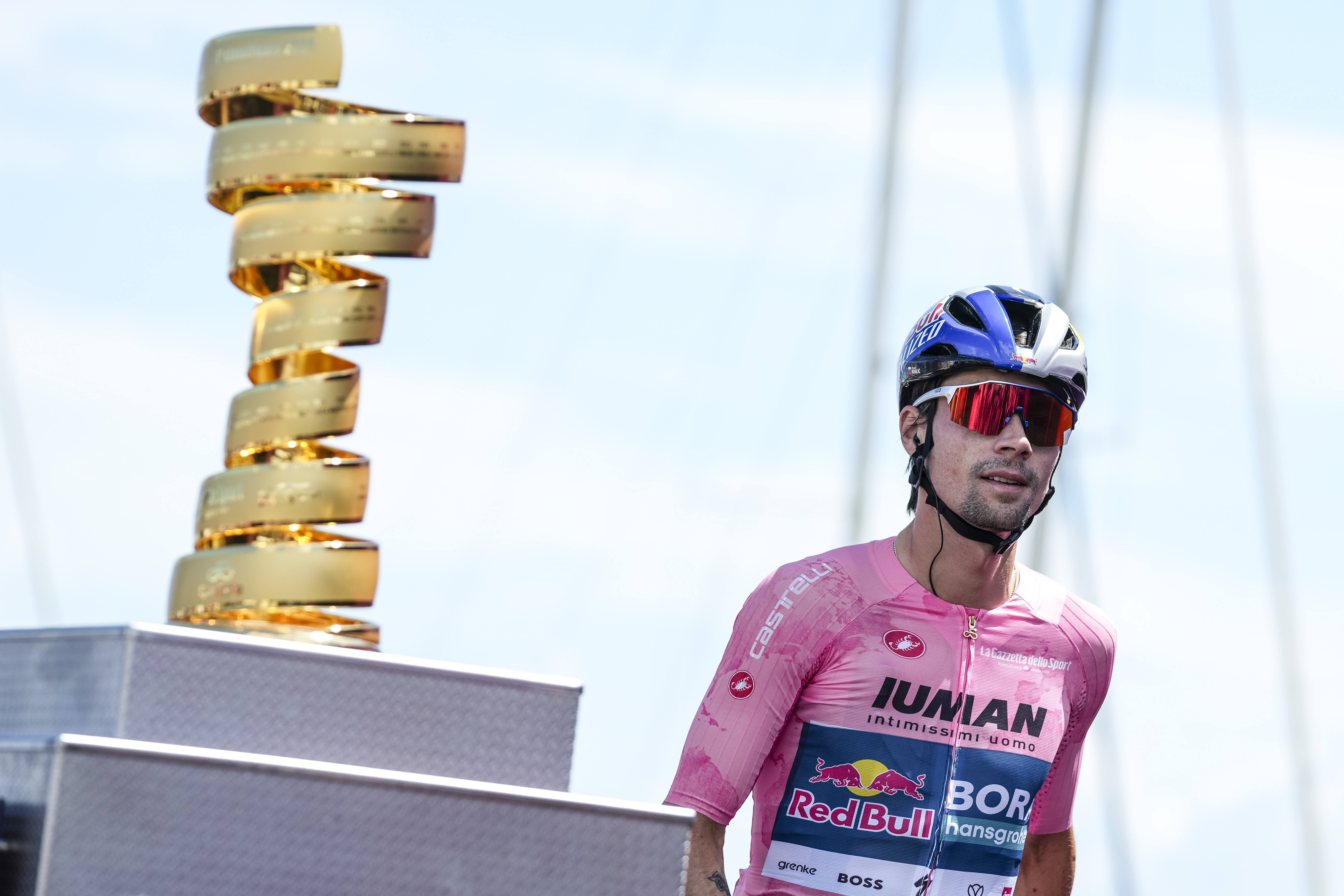 Primoz Roglic of Slovenia and Team Red Bull - BORA - hansgrohe stands before the 108th Giro d'Italia 2025, Stage 8, a 197 km stage from Giulianova to Castelraimondo, in Giulianova, Italy, on May 17, 2025. (Photo by Marco Zac/NurPhoto via Getty Images)