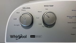 Whirlpool WTW4957PW 3.8 Cu. Ft. High Efficiency Top Load Washer being tested in writer's home