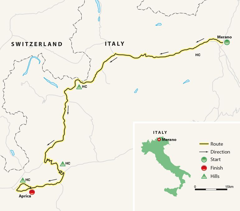 The route of the ride that follows in Pantani's wheeltracks