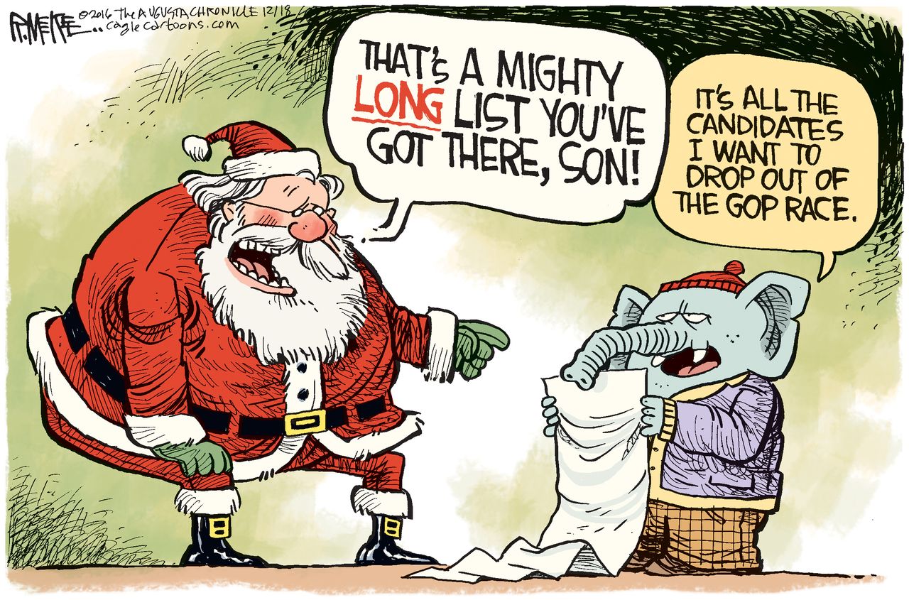 Political cartoon GOP Candidates Christmas List