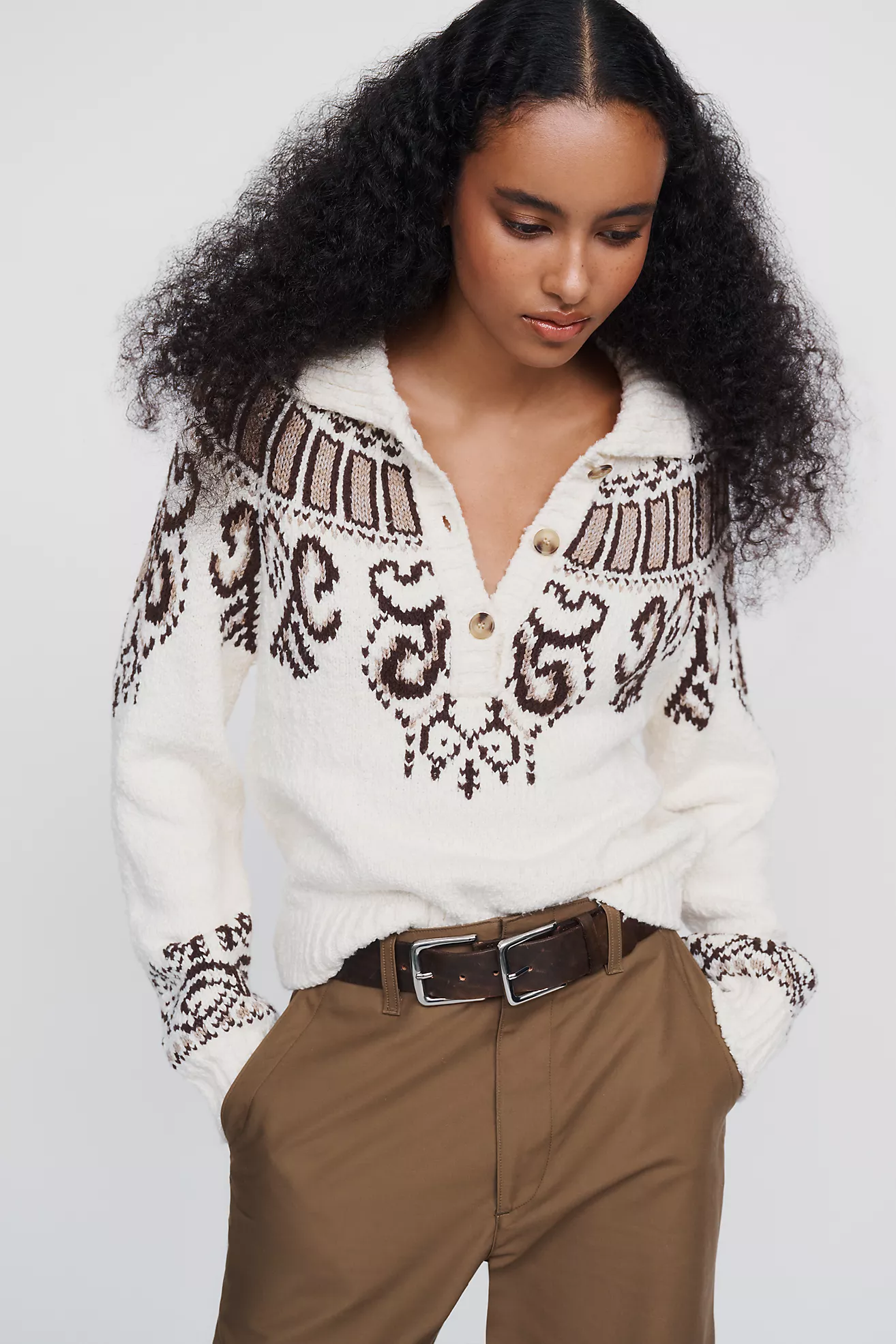 By Anthropologie Fair Isle Henley Sweater