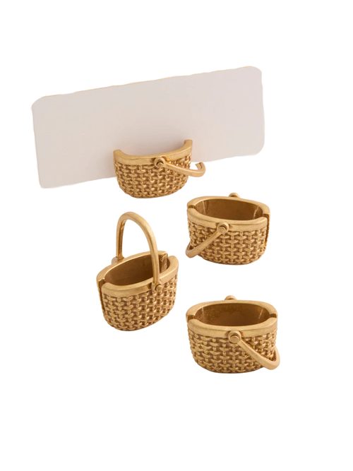 Gold Basket Place Card Holders Set of 4