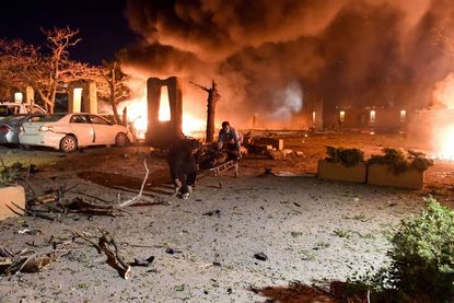 The blast site at the Serena Hotel in Quetta.