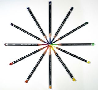 Colour chart: 12 coloured pencils