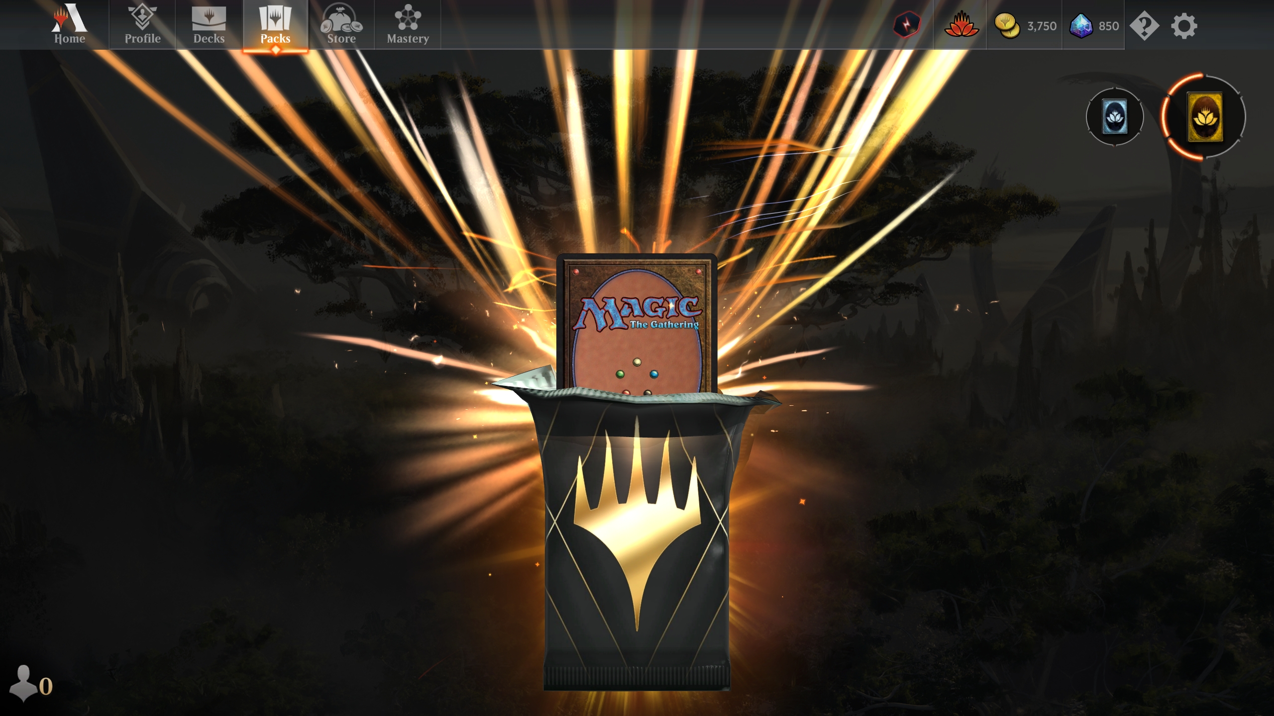 A card appears from the golden pack