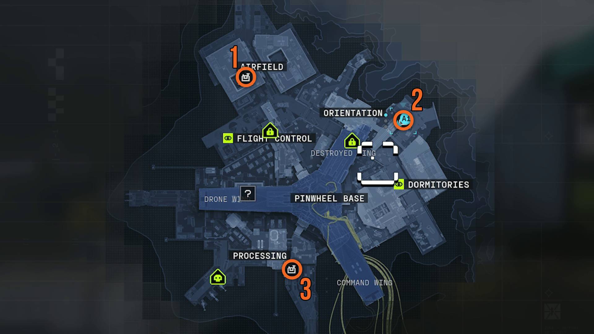 Marathon DCON locations on Outpost marked on map