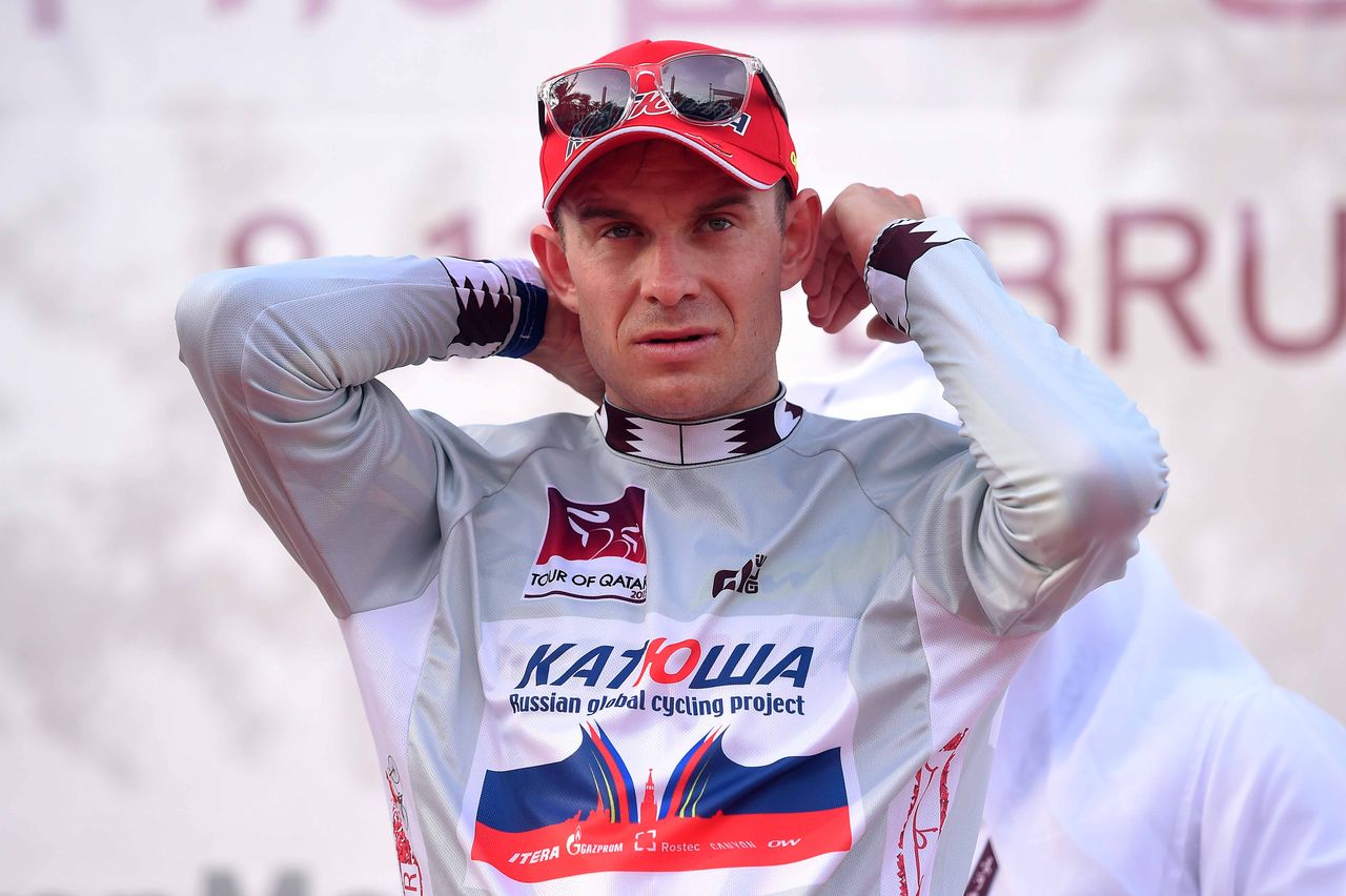 Alexander Kristoff (Katusha) in the points competition leader's jersey at the Tour of Qatar