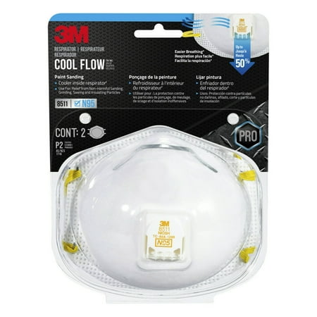 3m Cool Flow&amp;trade; Valve Respirator 8511, N95, 2 Per Pack