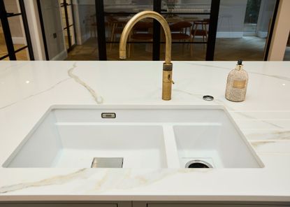 composite worktops and white composite kitchen sink