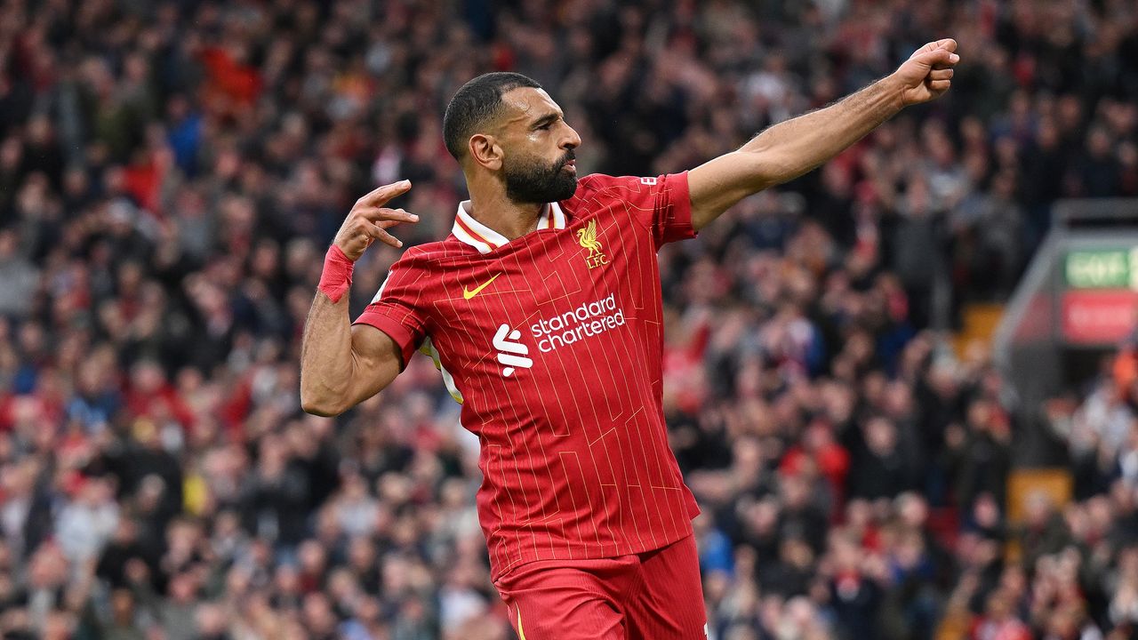 Mohamed Salah celebrates another goal for Liverpool