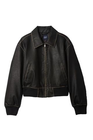 Vegan Leather Bomber Jacket