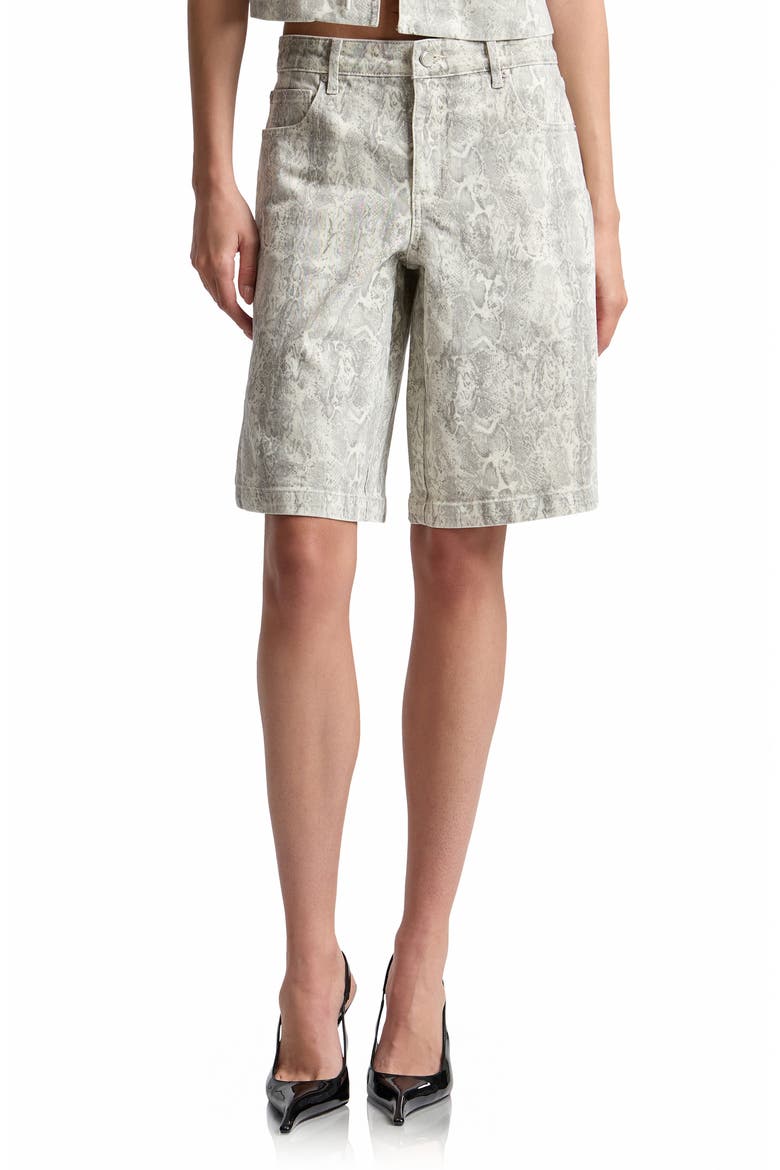 Faux Snakeskin Long Board Shorts