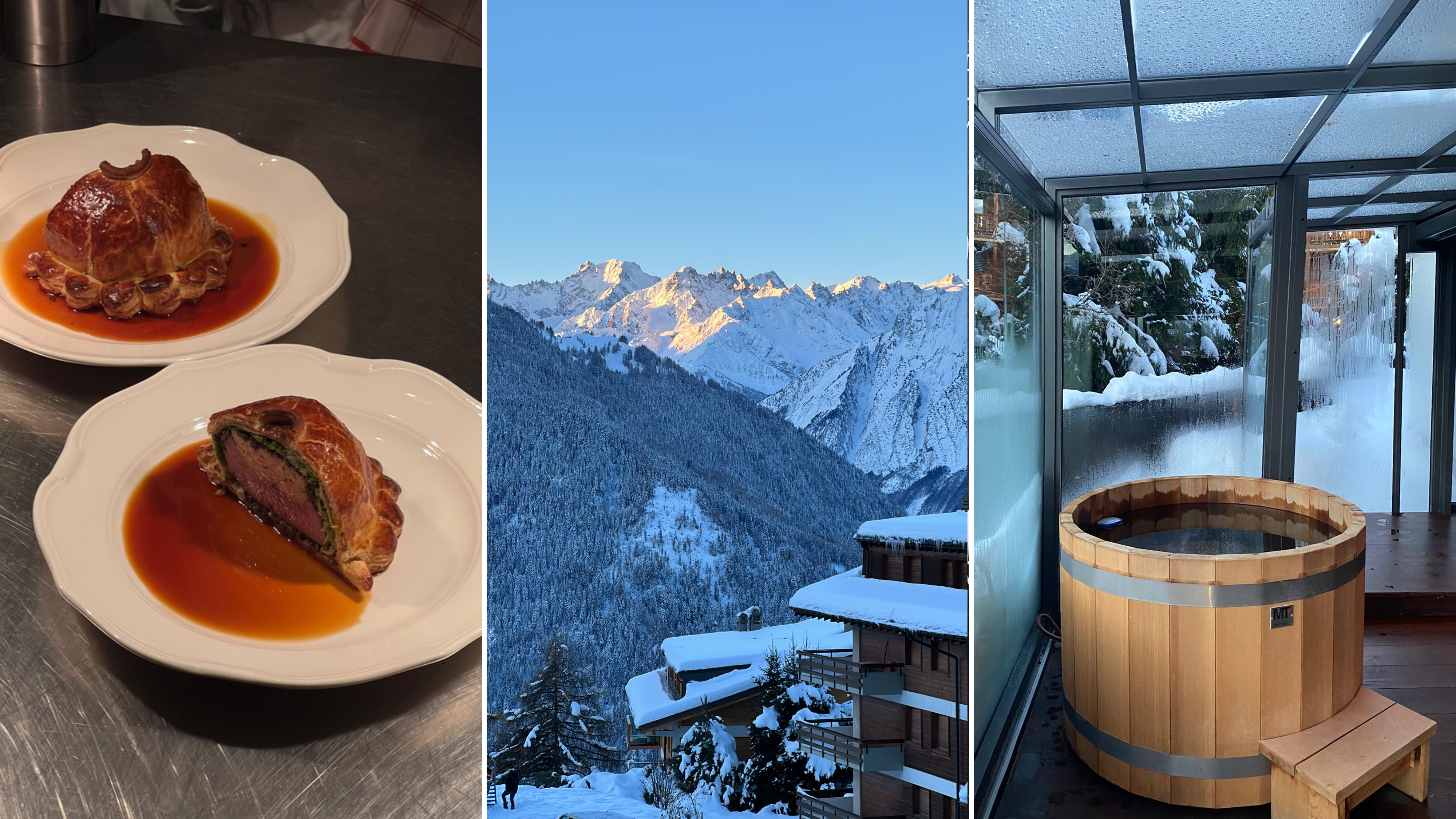 Collage featuring the Experimental Chalet Verbier in the Swiss Alps