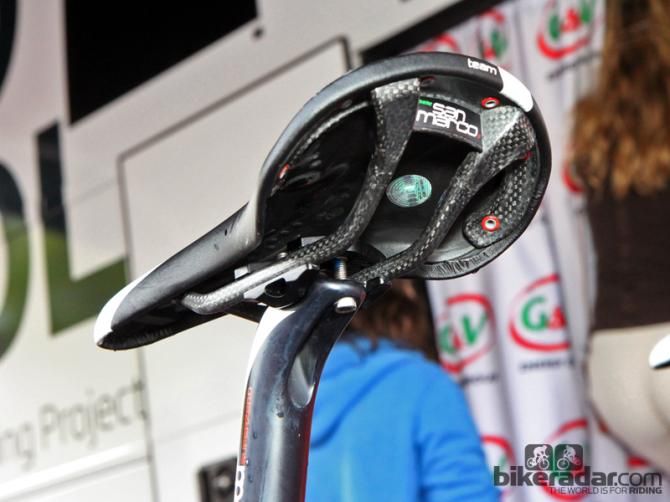 A carbon-railed Selle San Marco saddle for Jurgen Roelandts (Lotto-Belisol)