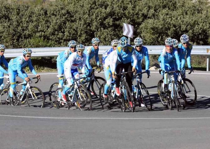 The Astana team training in Spain this year
