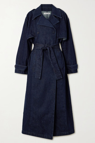 The Frankie Shop Double-Breasted Denim Trench Coat