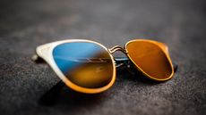 Metallic sunglasses closeup