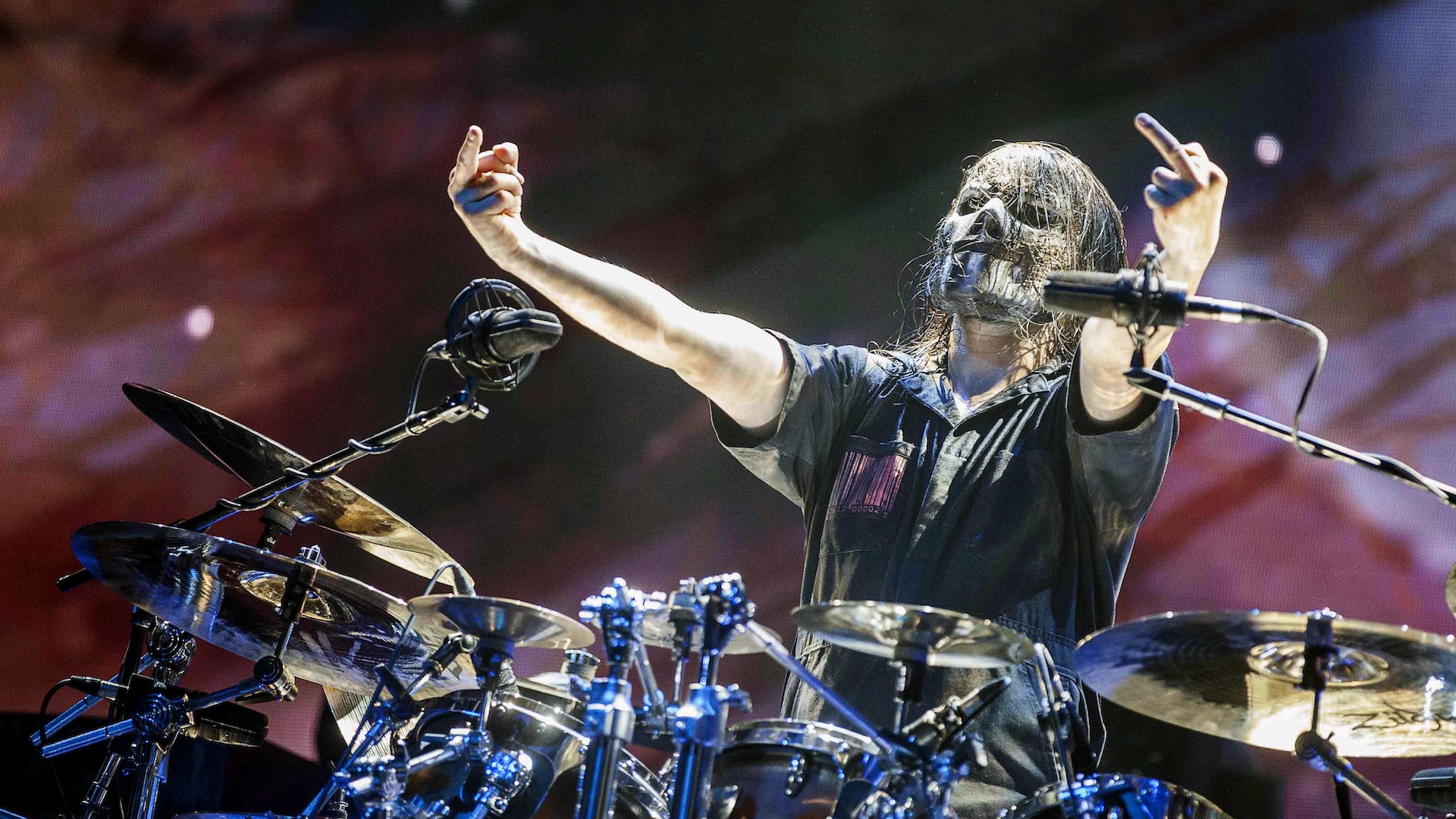 Slipknot drummer Jay Weinberg at ISS Dome D&uuml;sseldorf in 2016 