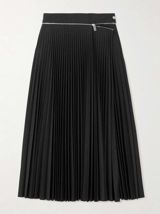 Pleated Wool-Blend Twill Midi Skirt