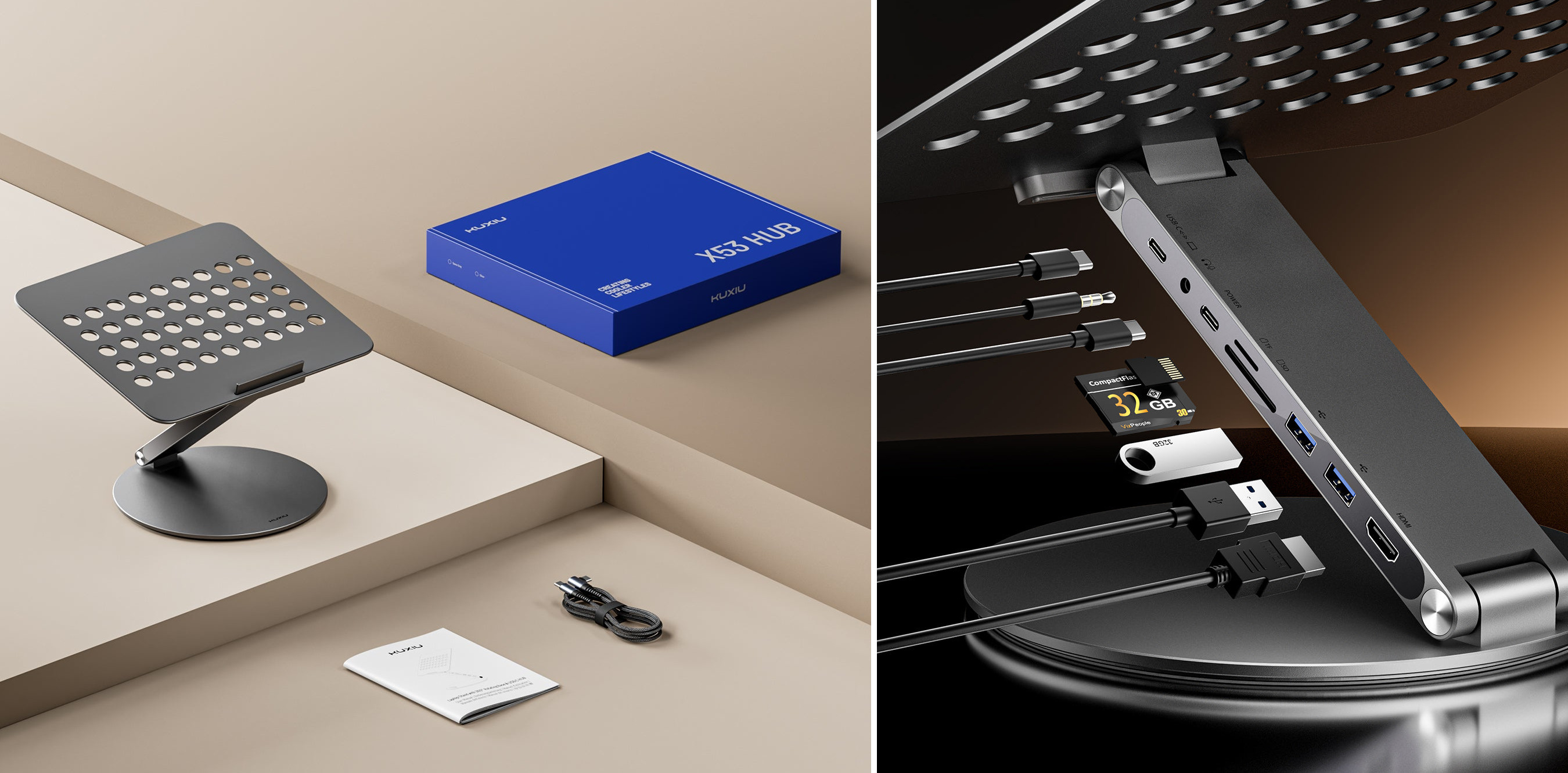 Kuxiu X53 Hub Multifunctional Laptop Stand