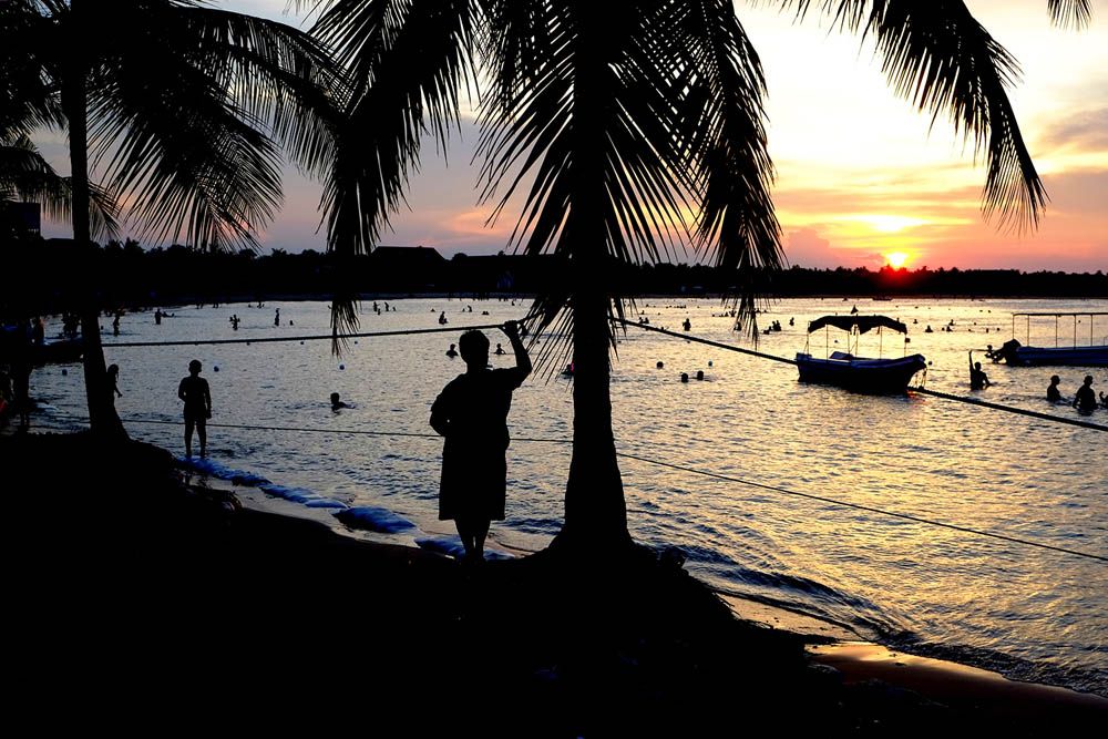 Sunset over the bay at Passikudah.