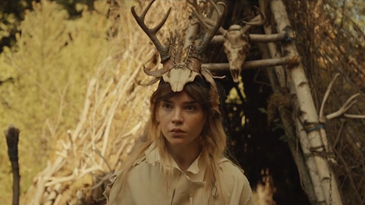  natalie in antler queen headwear at Coach&#039;s trial in Yellowjackets Season 2 