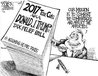 Political cartoon U.S. GOP tax cuts Trump
