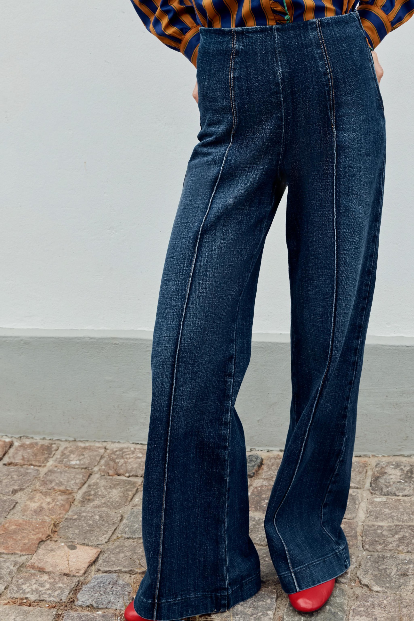 Z1975 High-Waist Wide-Leg Jeans Without Waistband - Blue - 4