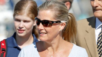 Duchess Sophie wears sunglasses as she attends an Association of Sail Training Organisations sailing day on August 6, 2018