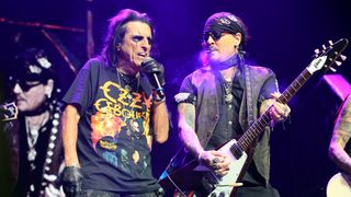 Alice Cooper and Johnny Depp perform onstage during a concert at The O2 Arena on July 25, 2025 in London, England