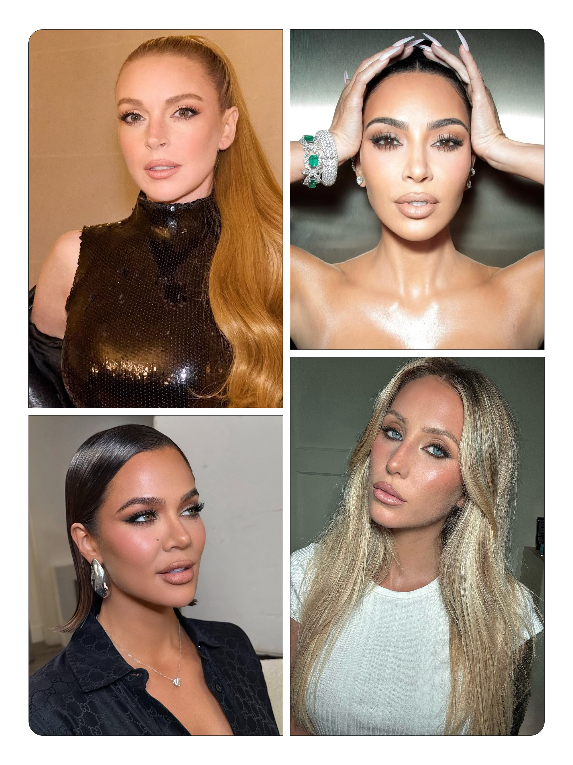 A collage of Ash K. Holm&#039;s celebrity winged eyeliner looks.