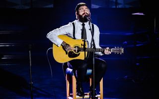 Post Malone performs at the 2023 Songwriters Hall of Fame Induction Ceremony at the Marriott Marquis Hotel on June 15, 2023 in New York City