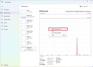 Task Manager Graph summary view