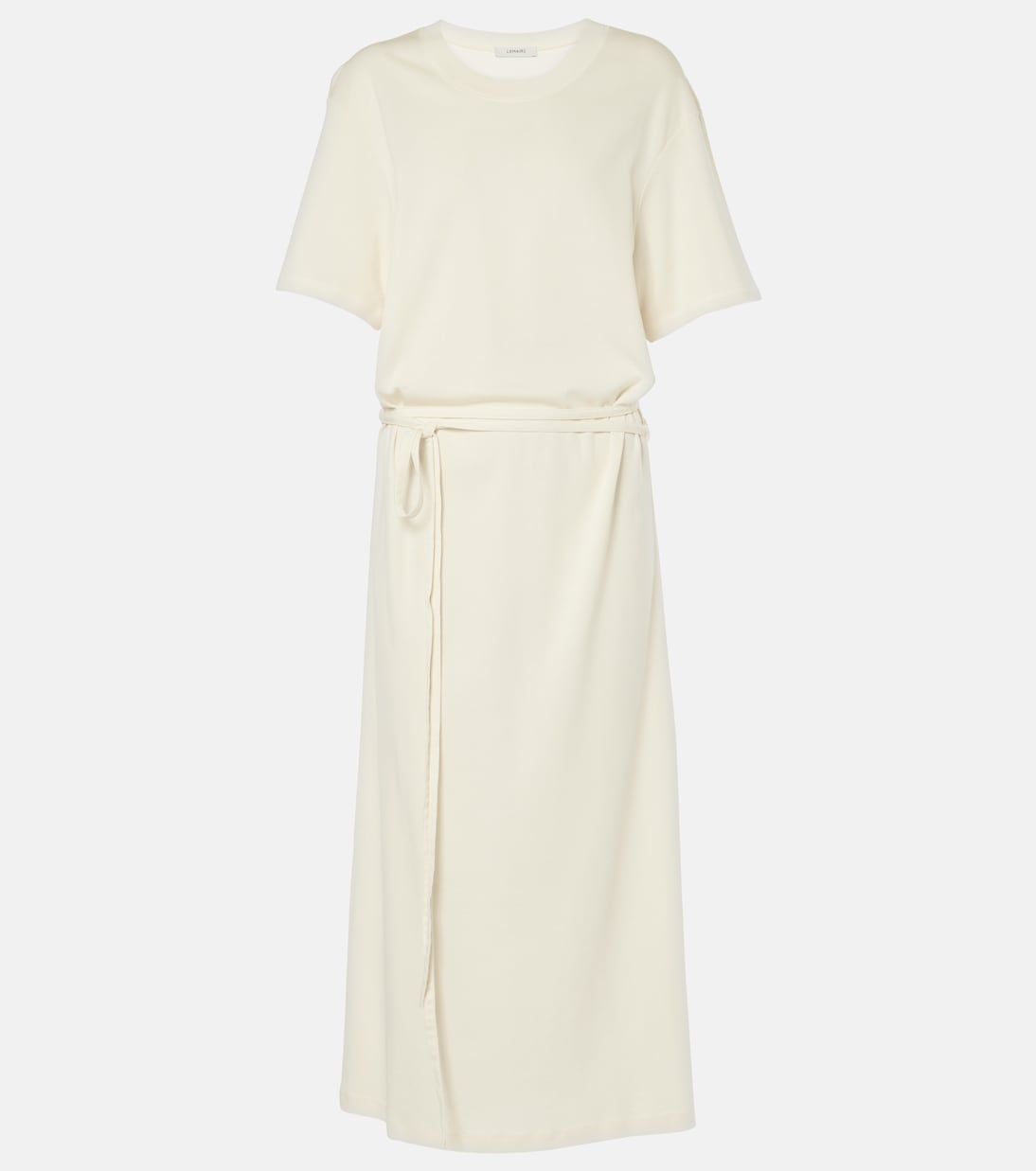 Belted Cotton Jersey Midi Dress