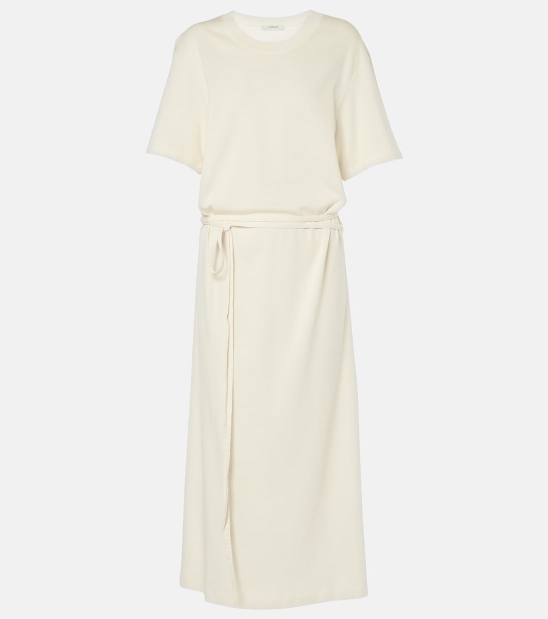 Belted Cotton Jersey Midi Dress