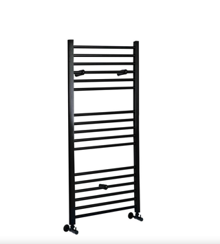 Black heated towel rail