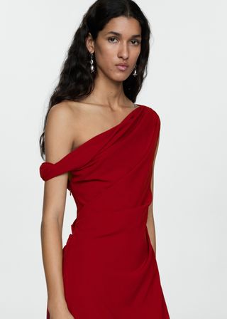 Asymmetrical Pleated Dress - Women | Mango United Kingdom