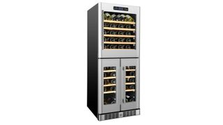 A Kucht Tri-Zone wine cooler in stainless steel