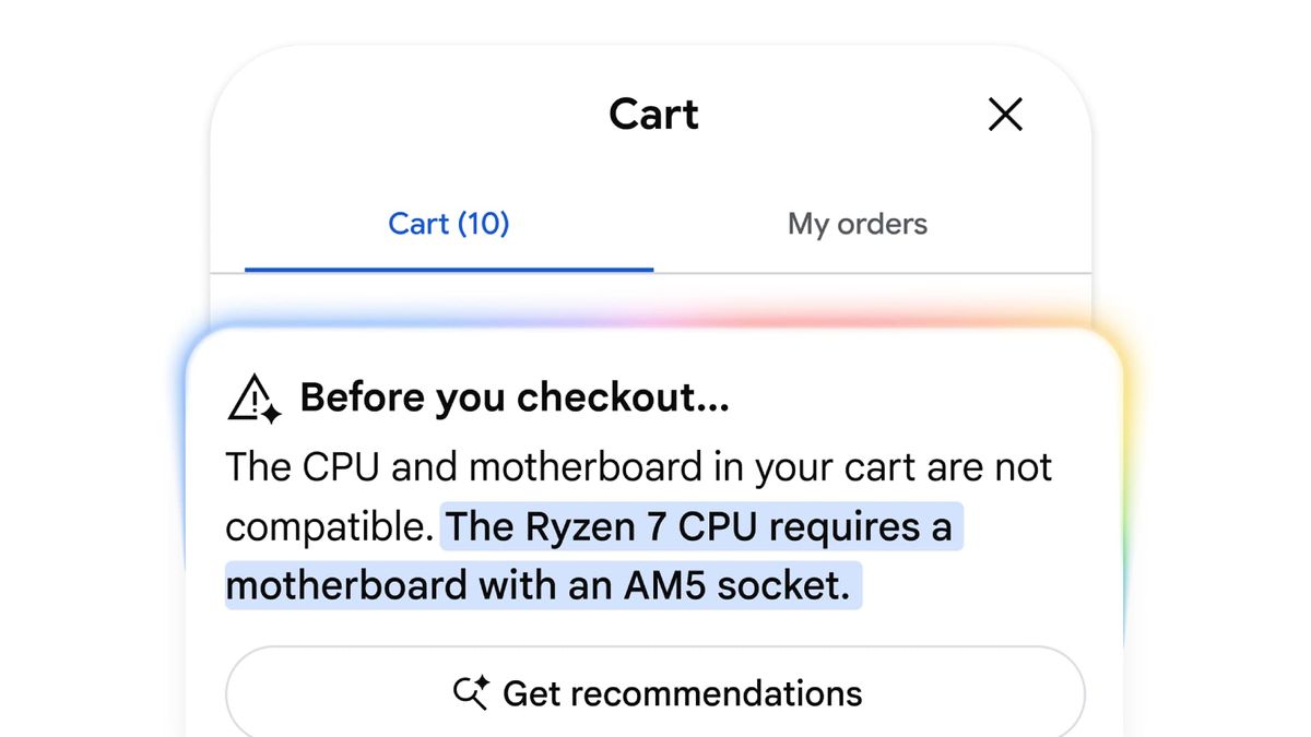 The Google Universal Cart shopping feature on a phone.