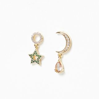 Oliver Bonas Celestial Star & Moon Drop Stud Earrings